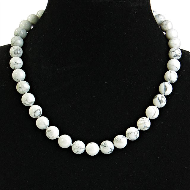 Kaolinite Bead Necklace, 12 mm, 46 cm long