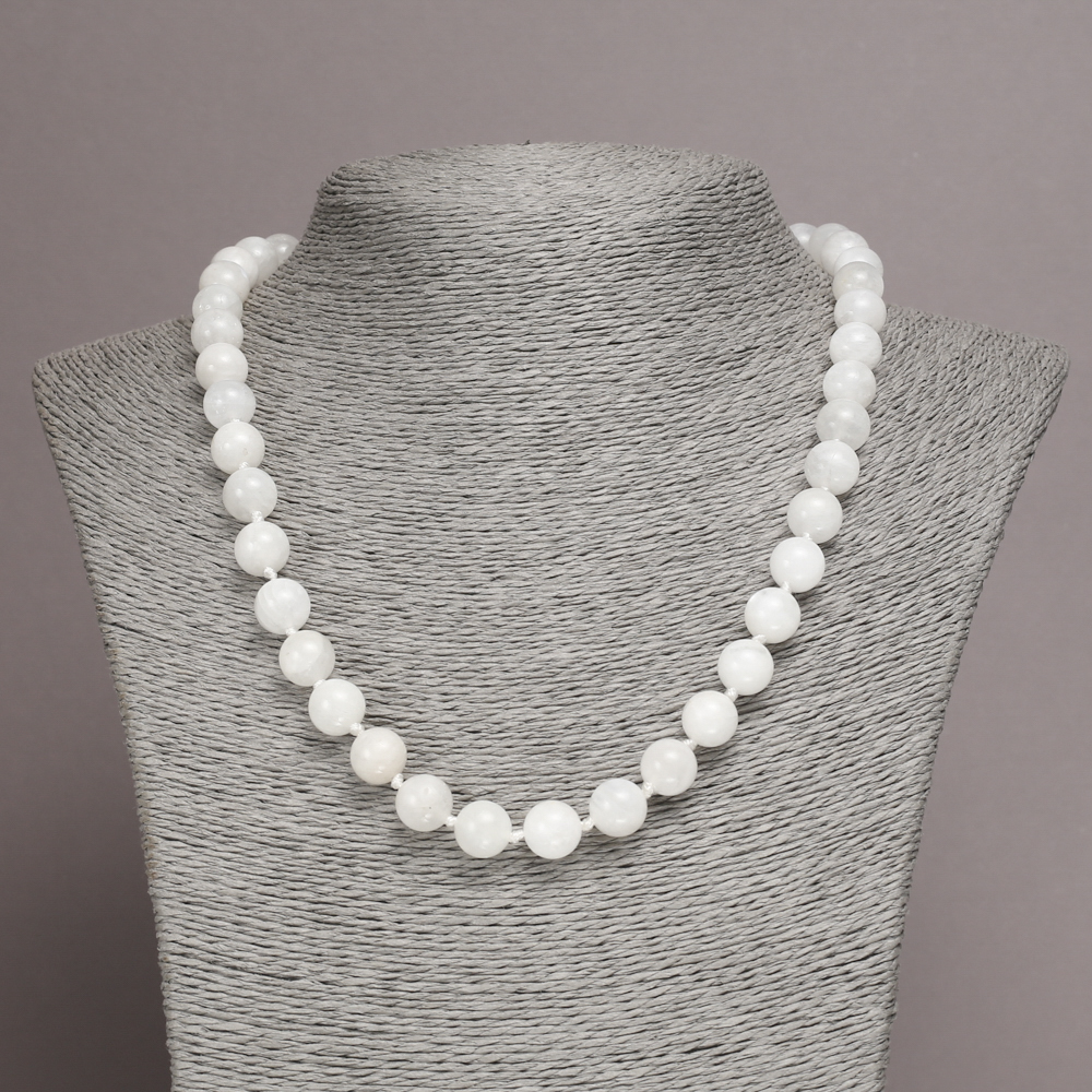 Adularia Necklace with Smooth Beads, 10 mm Diameter +/-, 45 cm Length +/-