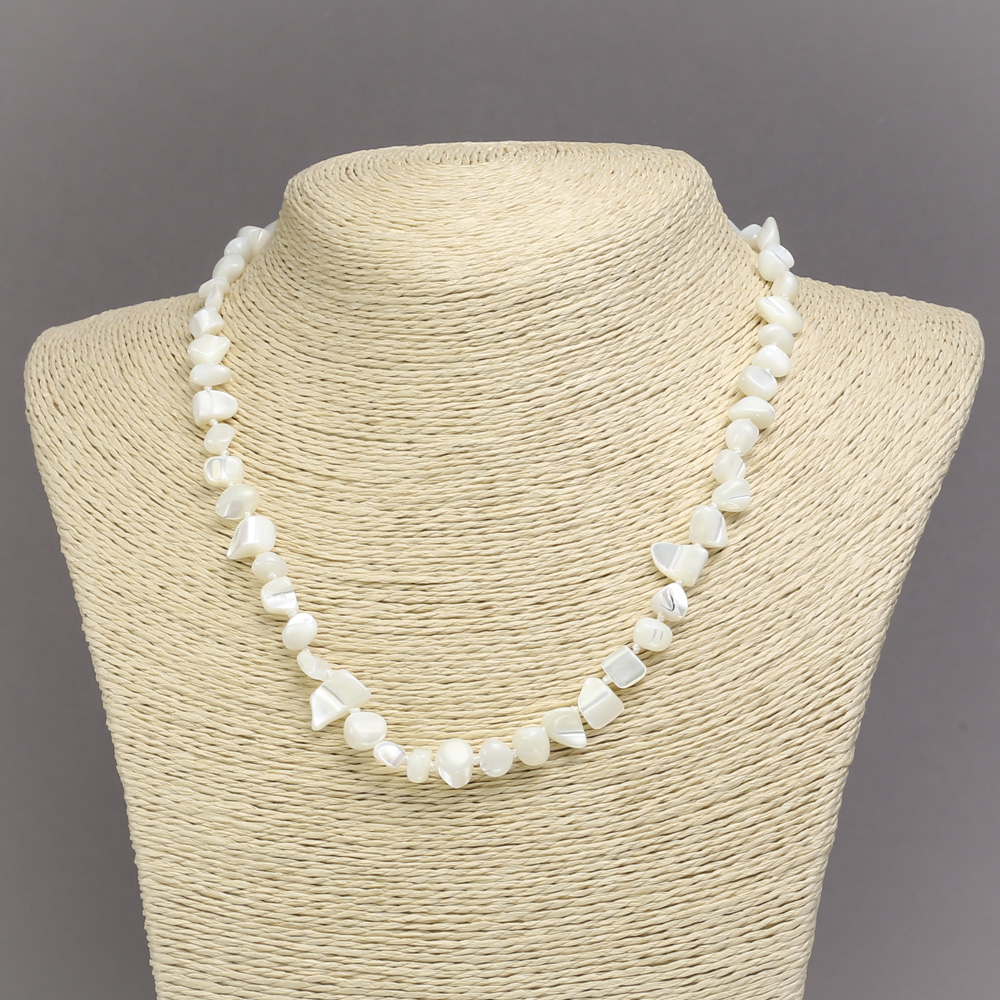 Natural mother-of-pearl chip necklace, 8×7 mm diameter, length 45 cm