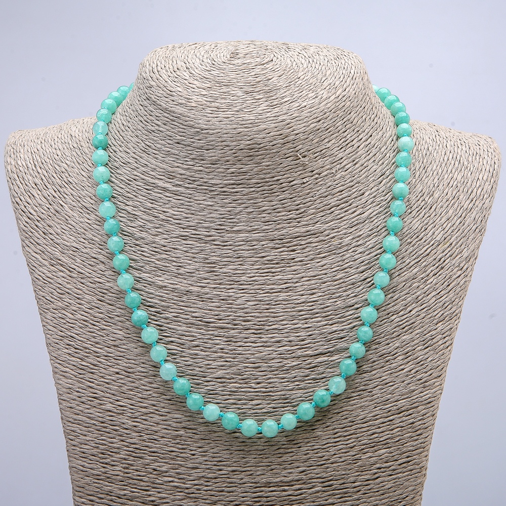 Natural Jadeite Necklace with Smooth Bead, 6 mm Diameter, 46 cm Length