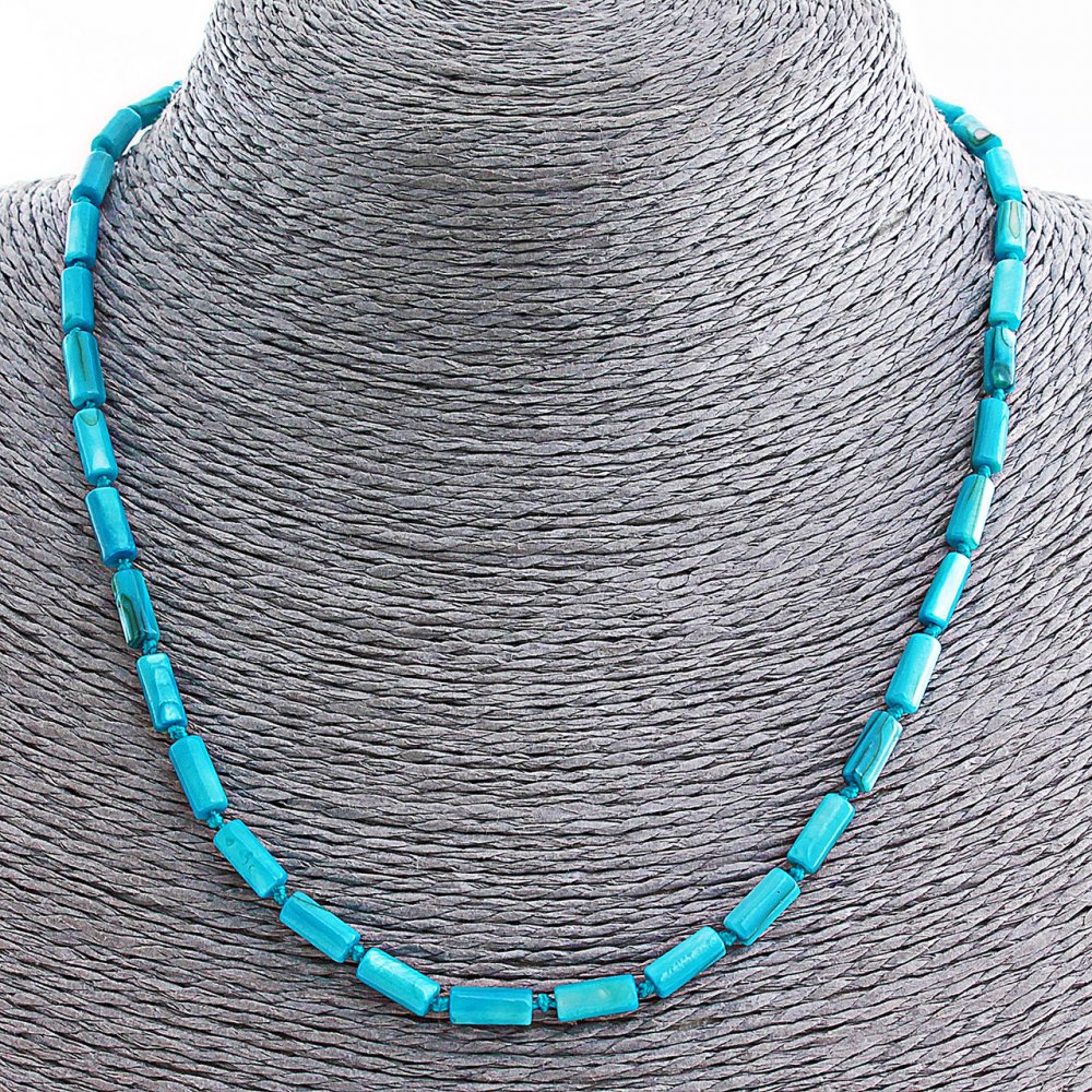 Blue mother-of-pearl 'tube' 8x4mm, length 45 cm