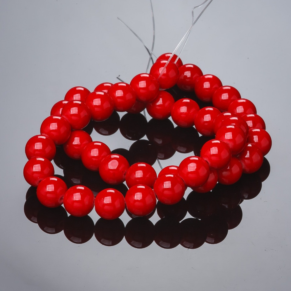 Coral Beads Smooth Ball (Pressed) 10mm 37 cm Strand
