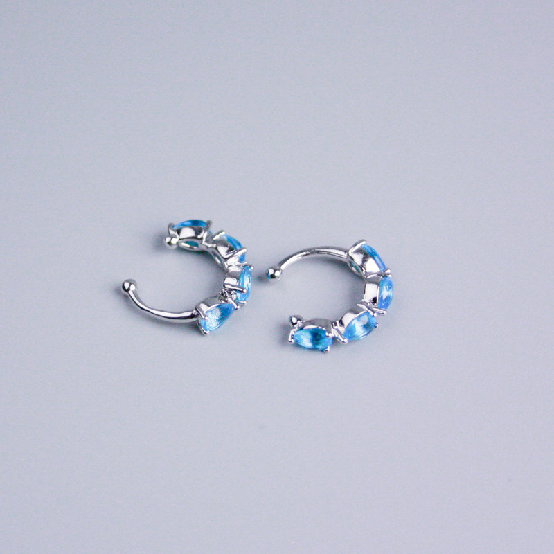 Kaf Xuping Rhodium-plated with blue crystals 13x3mm +