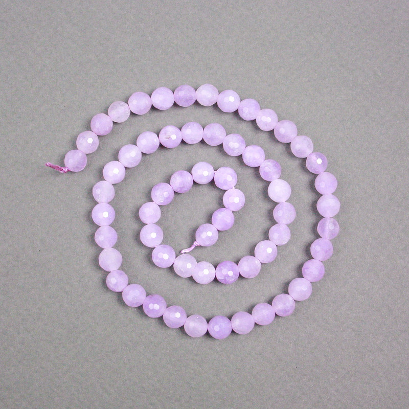 Lavender Amethyst Beads on Thread, Natural Stone, Faceted Bead, 6mm diameter, 37 cm length