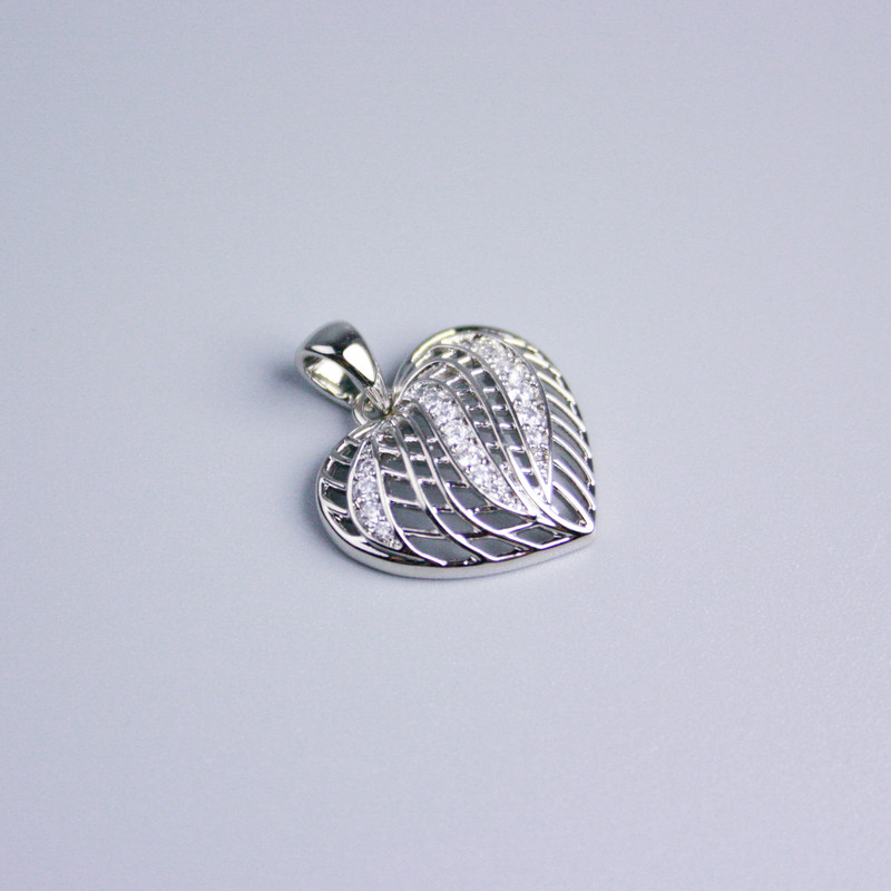 Xuping Rhodium Heart Pendant with White Crystals 15x17 mm+