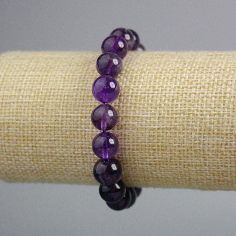 Amethyst bracelet, smooth beads, 10 mm diameter ±, 18 cm length ± (stretch)