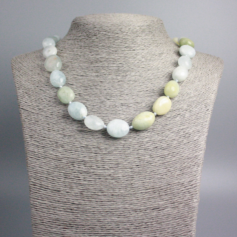 Morganite Necklace with Natural Morganite, Faceted Beads, 14x11 mm diameter, 49 cm length