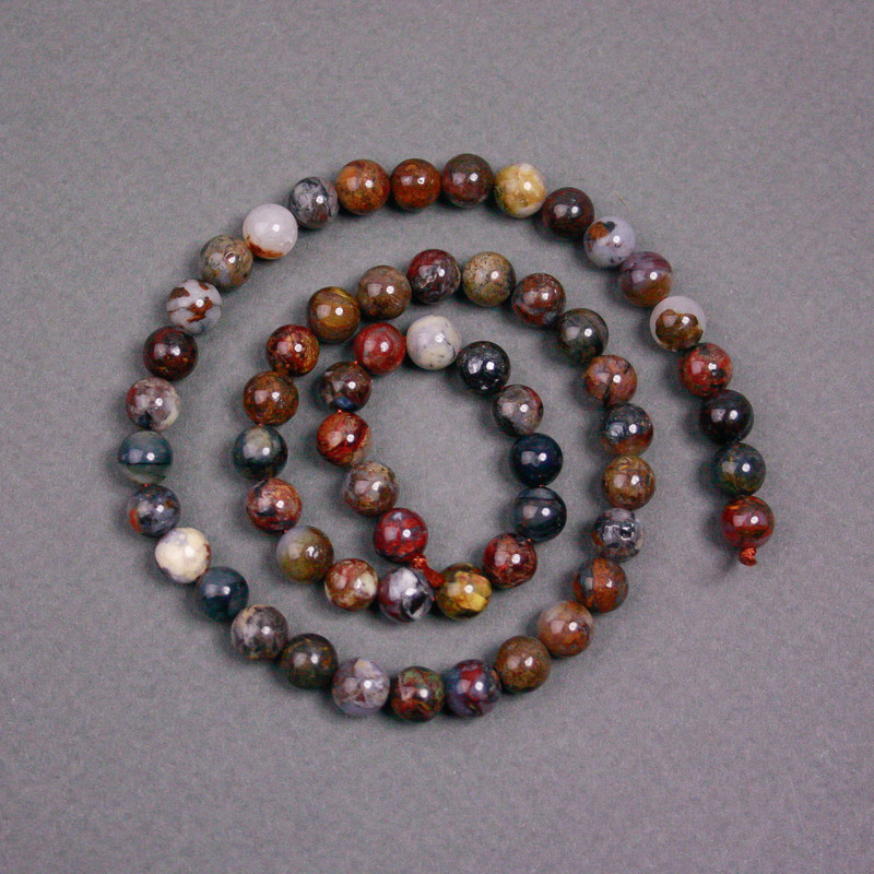 Petersite Beads on String, Natural Stone, Smooth Bead, Diameter 7 mm ±, Length 39 cm ±