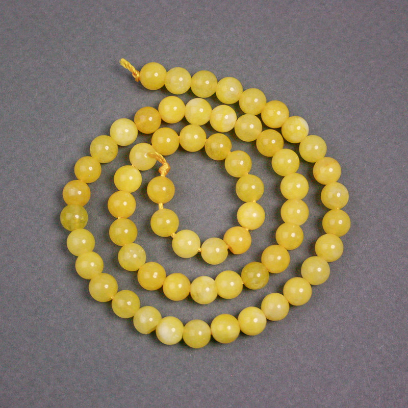 Citrine Beads on Thread, Smooth Round Beads, 6.5 mm diameter, 38 cm length