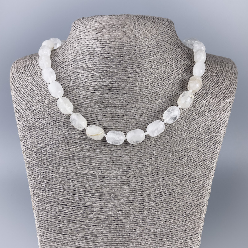 Mountain Crystal Barrel Necklace, diameter 14x10mm+-, length 47cm+-