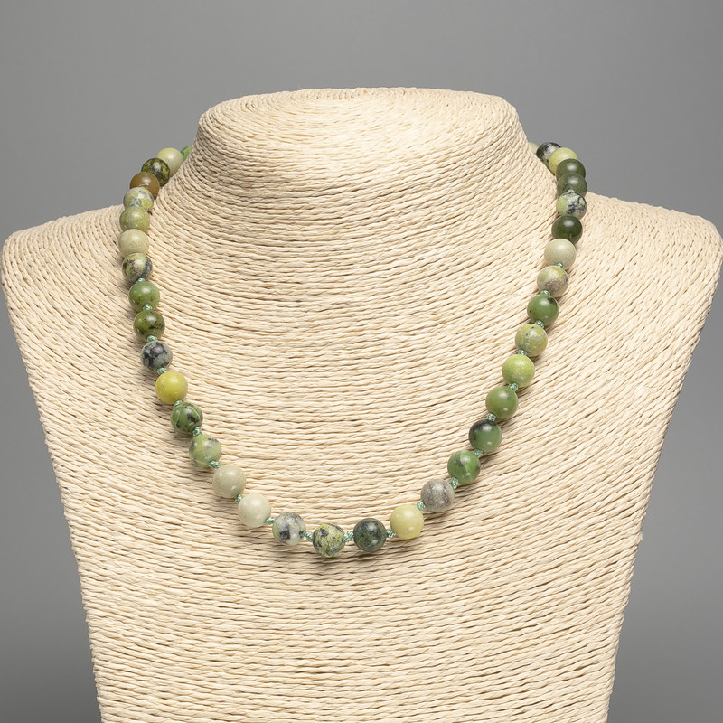 Necklace Australian Jadeite (artificial acrylic) smooth beads, 8.5 mm diameter, length 49 cm ±