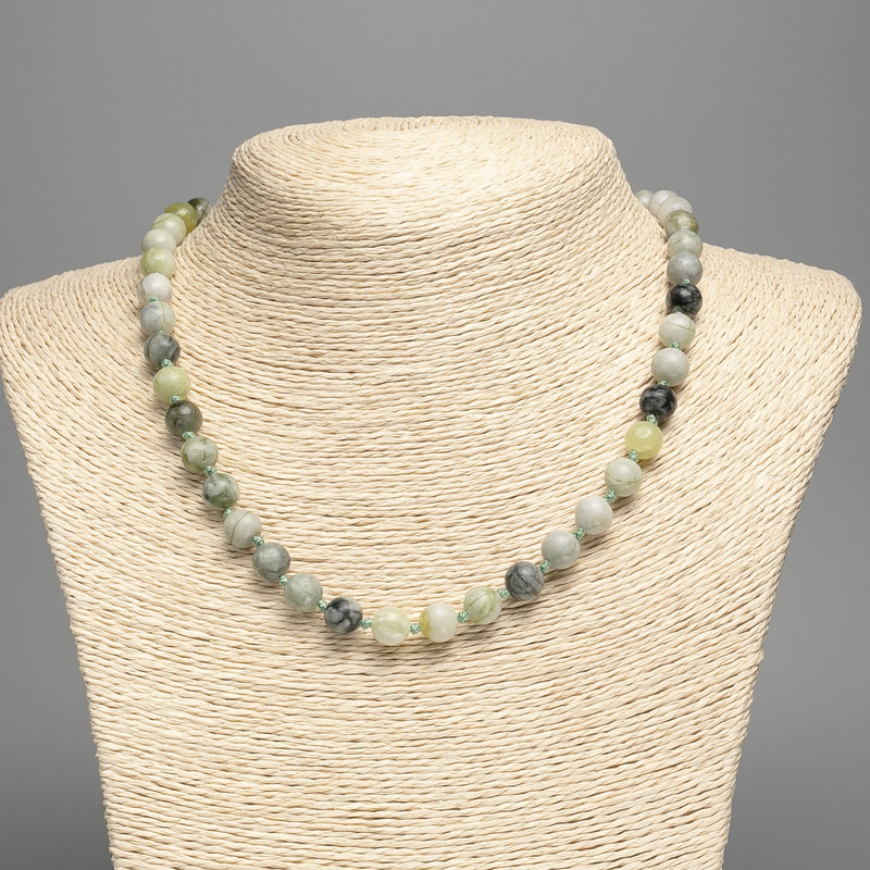 Necklace 'Ophite' (synthetic acrylic) smooth bead, diameter 8.5 mm, length 48 cm