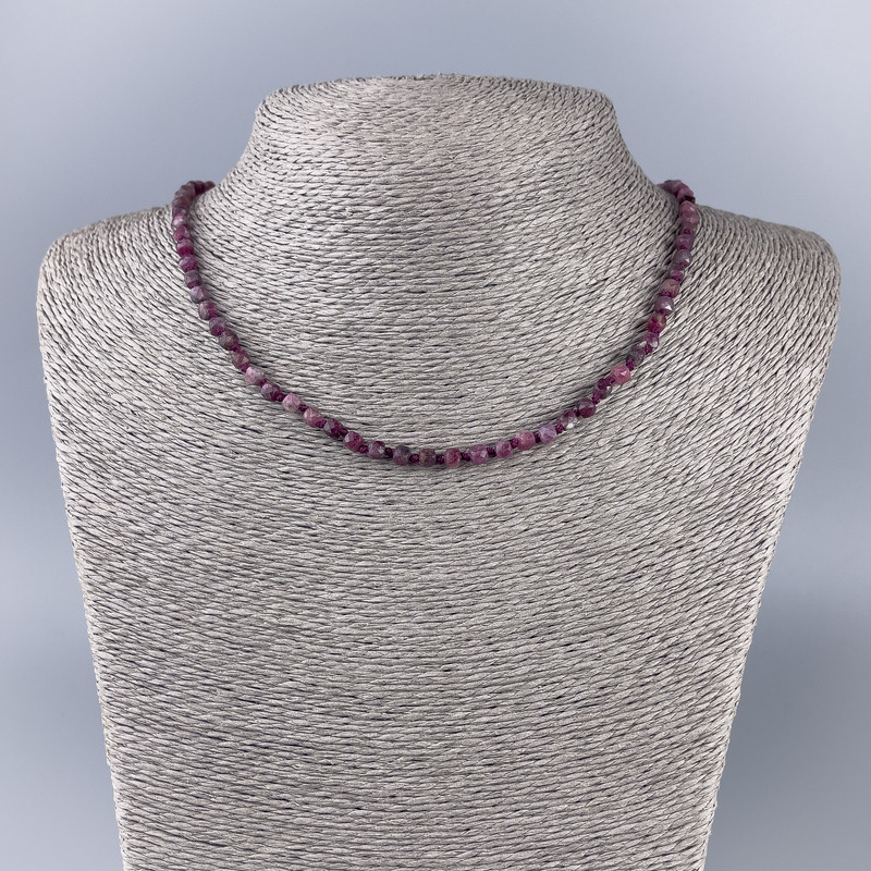 Tourmaline Necklace, Natural Stone, Faceted Cube Beads, 4x4 mm Diameter, 50 cm Length ±