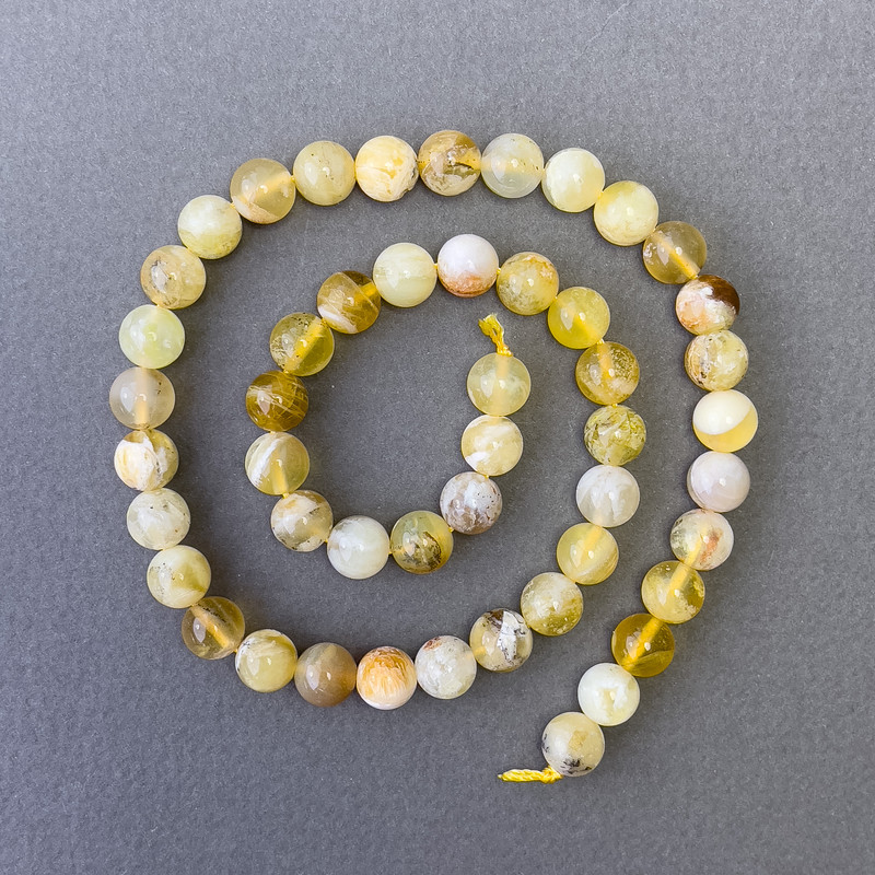 Beads Yellow Opal natural stone smooth beads, diameter 8mm+-, length 39cm+-