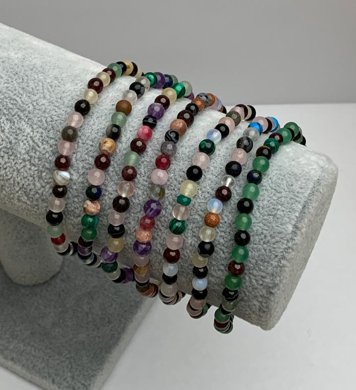 Bracelet 'Assortment' made of natural stone with smooth beads, diameter 4.5 mm, length 18 cm (stretch)