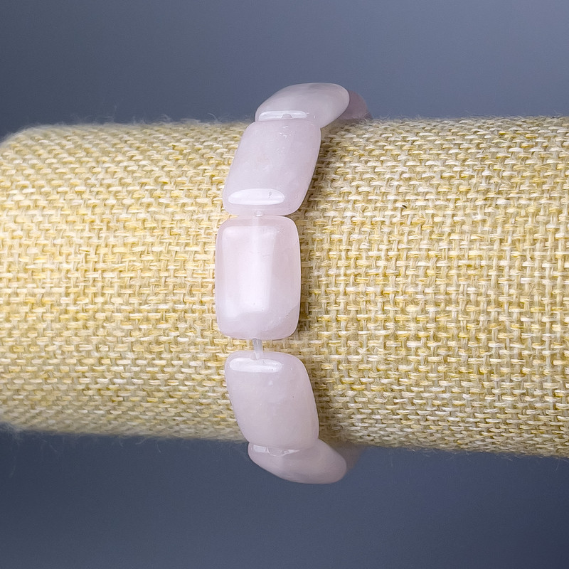 Pink Quartz Bracelet with Rectangular Links
