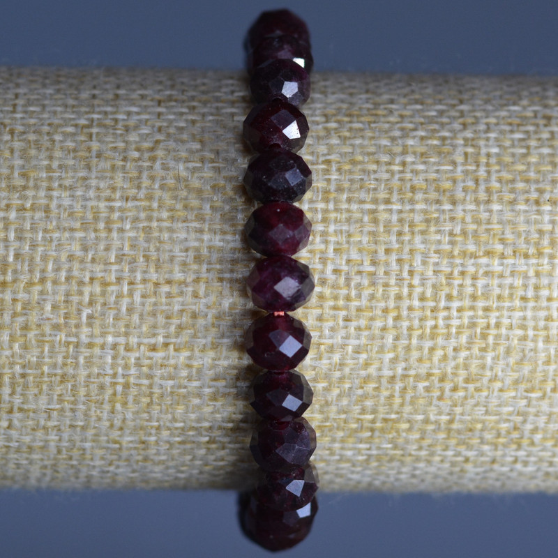 Bracelet Rubellite Tourmaline, natural stone, faceted rondelles, diameter 8x6 mm, length 18 cm (stretch)