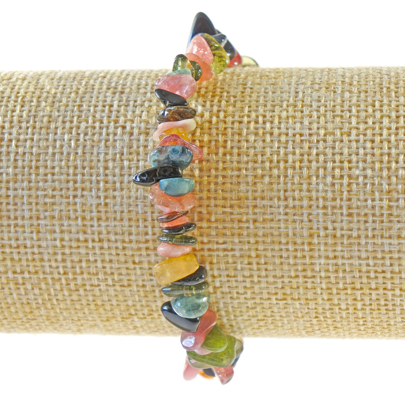 Tourmaline bracelet with natural stone chip, diameter 7×3 mm, length 18 cm (stretch)