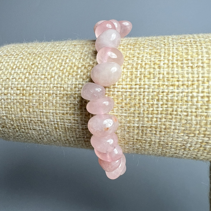 Bracelet Pink Quartz natural stone faceted rondelle, diameter 11x7 mm, length 18 cm (stretch)