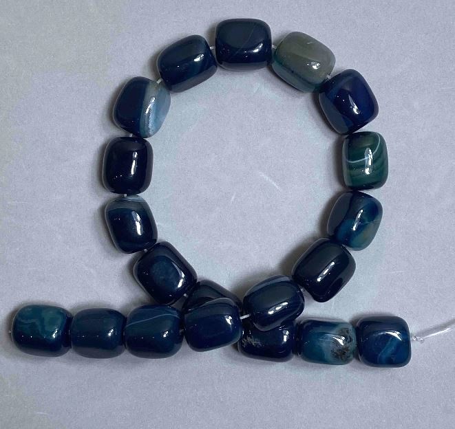 Agate Beads, Brick-Shaped Natural Stone, 16x19 mm, 38 cm on thread