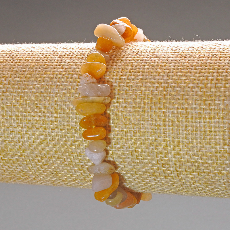 Yellow Agate Bracelet, natural stone chips, diameter 8x4 mm ±, length 18 cm (stretch)