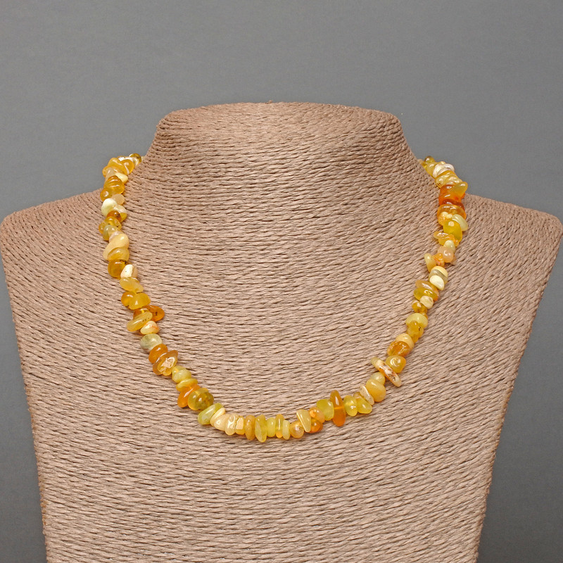 Necklace with Yellow Turquoise natural stone chips, diameter 7x3 mm, length 47 cm