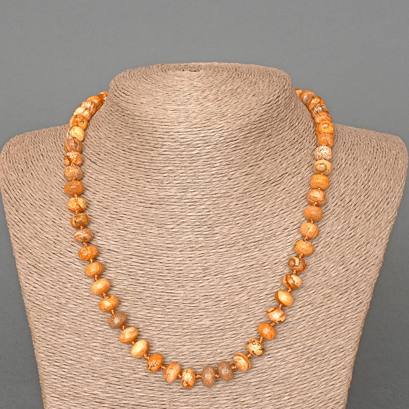 Landscape Jasper Necklace, natural stone, smooth rondelle, diameter 9x7 mm, length 49 cm +/-