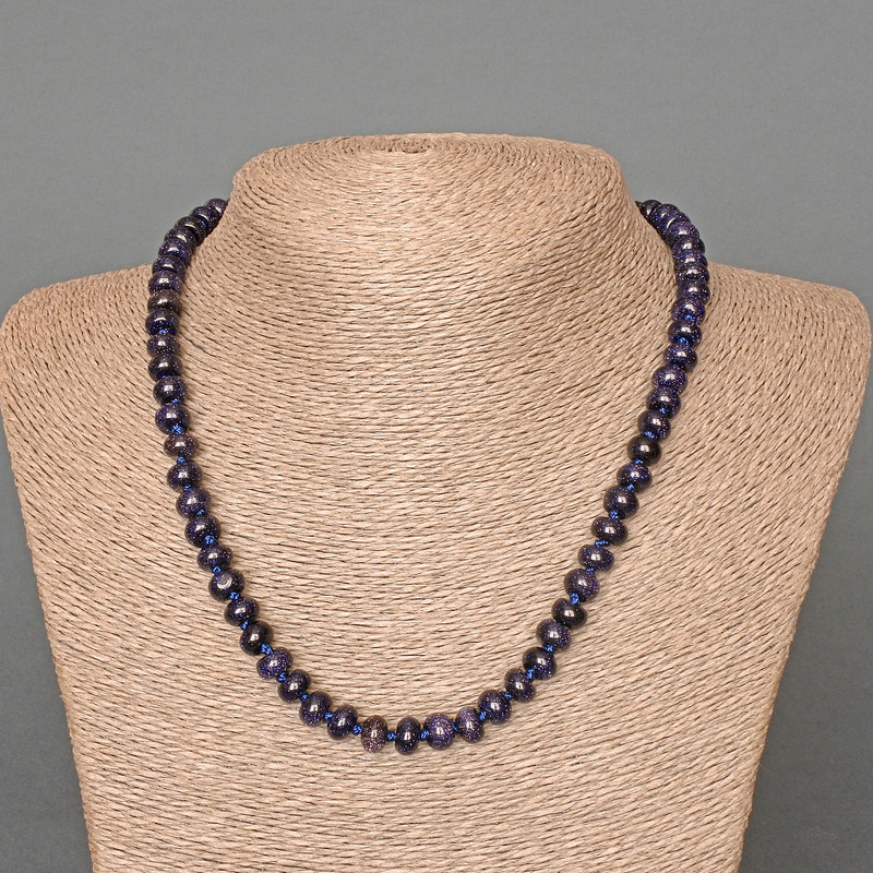 Aventurine Necklace 'Night of Cairo' (synthetic) smooth rondelle, diameter 8×5 mm, length 49 cm