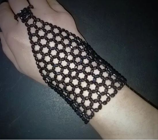 Bracelet Panye with Agate Beads on Elastic